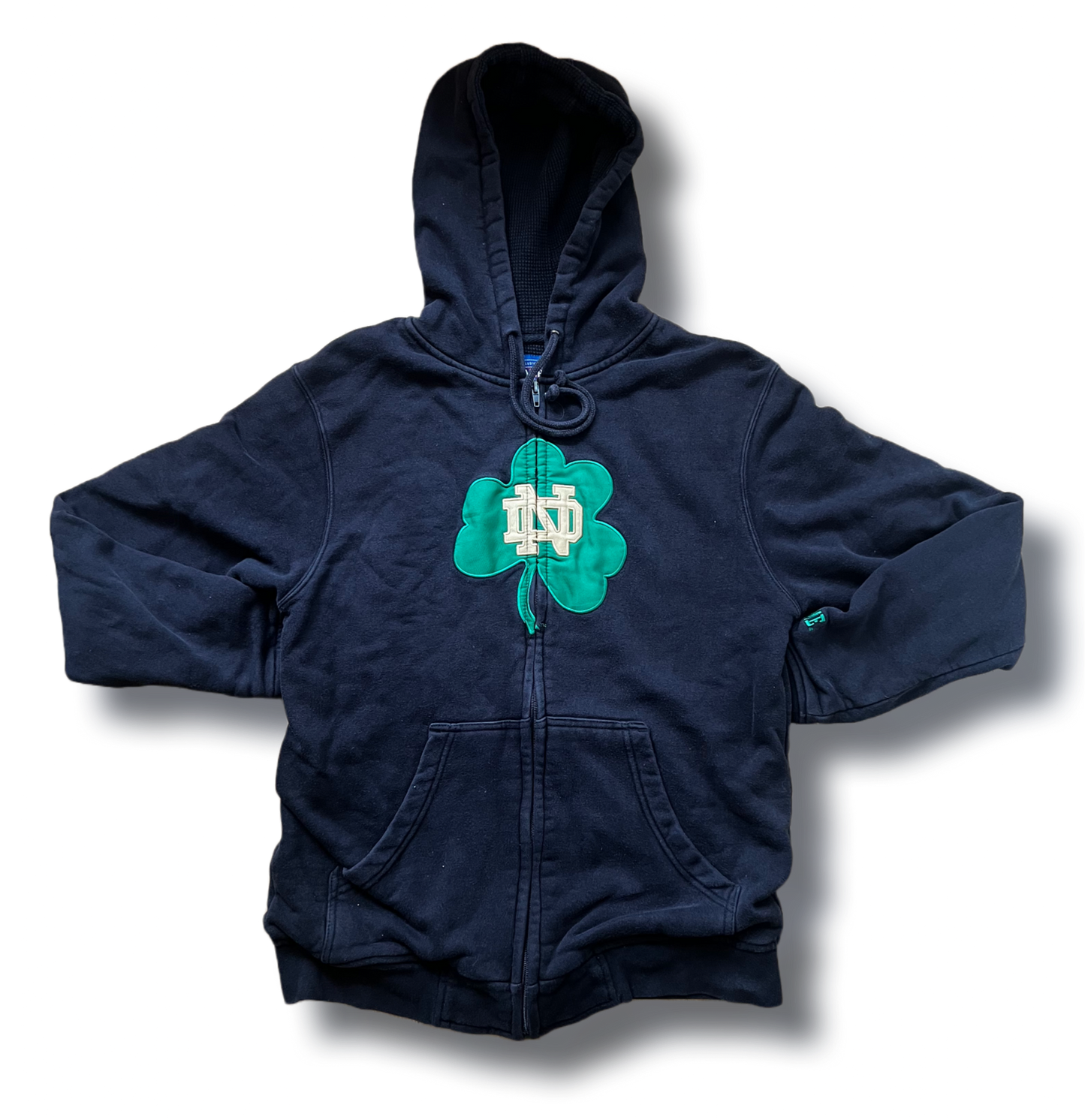 Notre Damme University Shamrock Clover Zip-Up Hoodie Sweatshirt